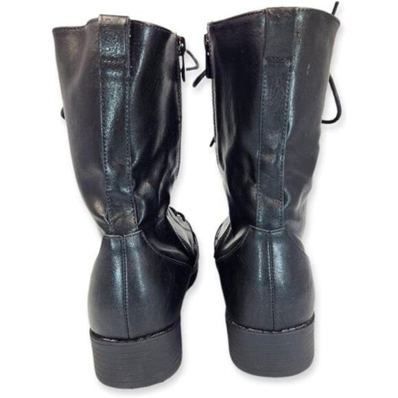 Forever Link Womens Round Toe Military Lace up Knit Ankle Cuff Low Heel Combat - Picture 5 of 7